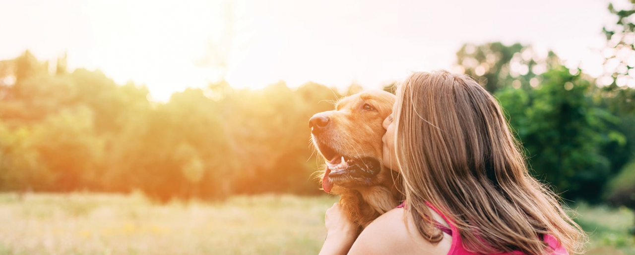 Woman with a dog home page banner 